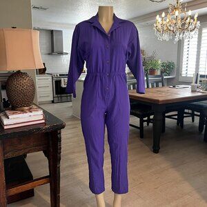 DEE of California Button Front Ankle Length Long Sleeve Purple Jumper